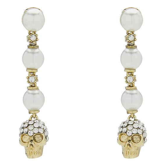 SKULL AND PEARL EARRINGS