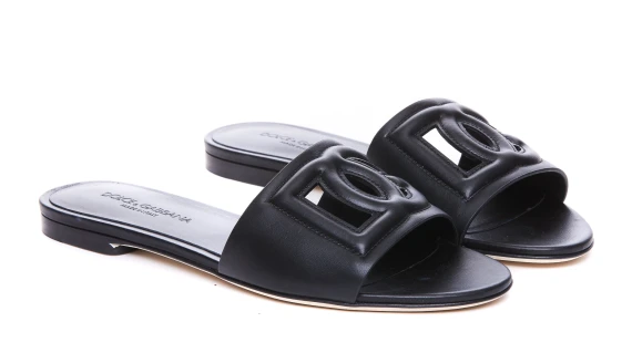 LEATHER SLIDE WITH DG LOGO