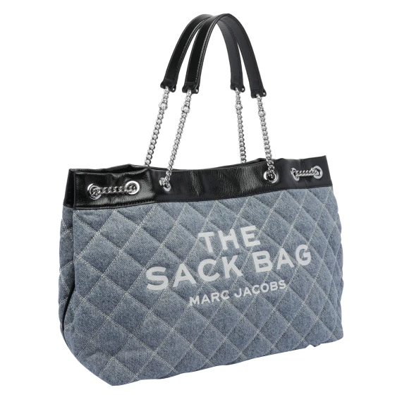 THE QUILTED DENIM CHAIN SACK BAG