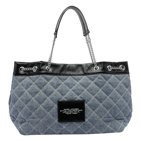 THE QUILTED DENIM CHAIN SACK BAG