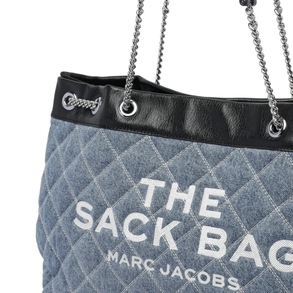 THE QUILTED DENIM CHAIN SACK BAG