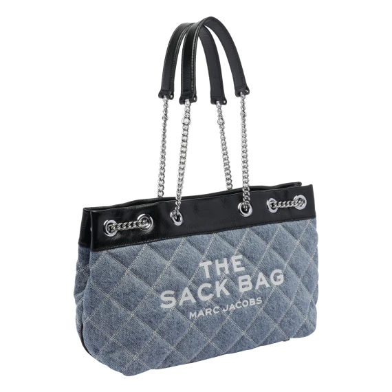 THE QUILTED DENIM CHAIN SACK BAG