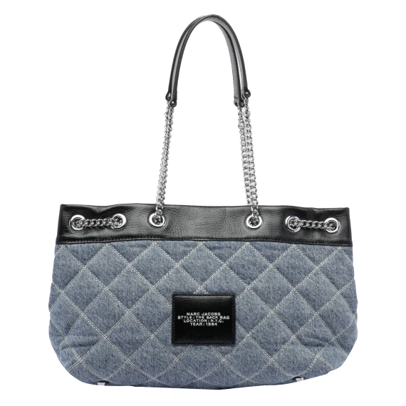 THE QUILTED DENIM CHAIN SACK BAG