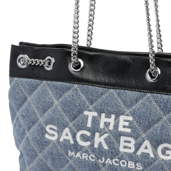 THE QUILTED DENIM CHAIN SACK BAG