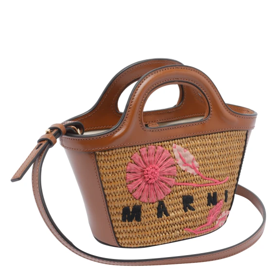 MICRO EMBROIDERED RAFIA TROPICALIA BAG