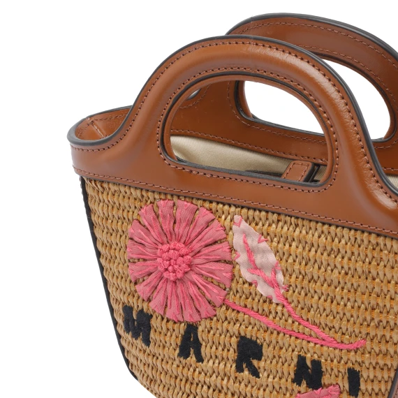 MICRO EMBROIDERED RAFIA TROPICALIA BAG