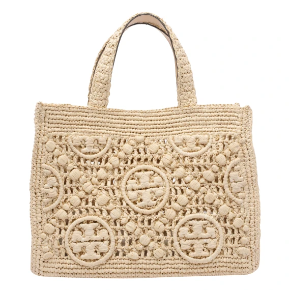 RAFFIA T MONOGRAM TOTE BAG