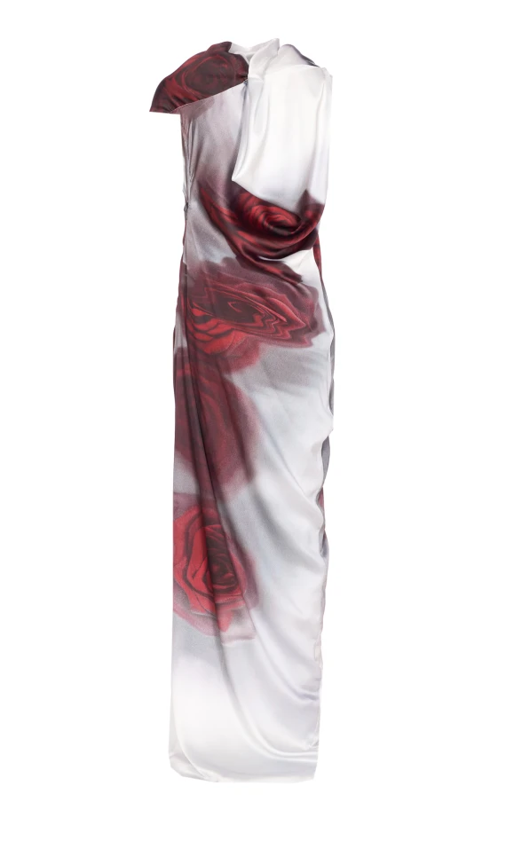 BLURRY ROSES PRINT DRESS