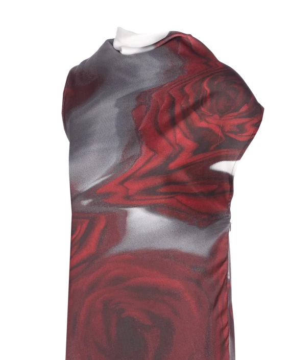 BLURRY ROSES PRINT DRESS