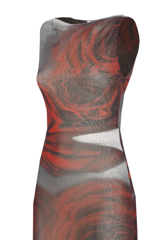 BLURRY ROSES PRINT DRESS