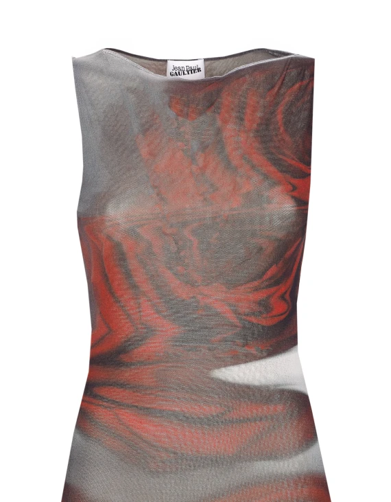 BLURRY ROSES PRINT DRESS