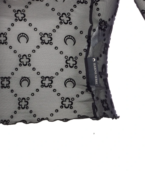MOONOGRAM MESH FLOCK LONG SLEEVES TOP