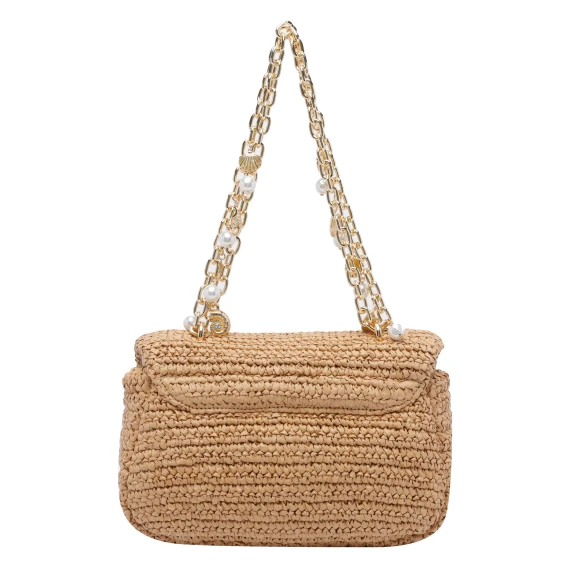 RAFFIA BOW CHARM SHOULDER BAG
