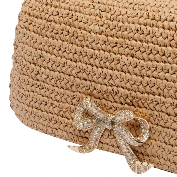 RAFFIA BOW CHARM SHOULDER BAG