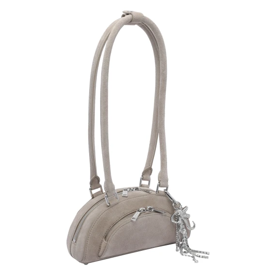 MINI SUEDE BOW CHARM SHOULDER BAG