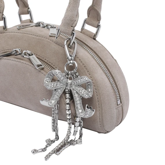 MINI SUEDE BOW CHARM SHOULDER BAG