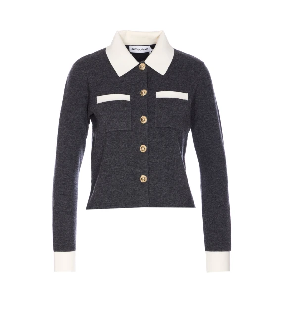 CONTRAST COLLAR CARDIGAN