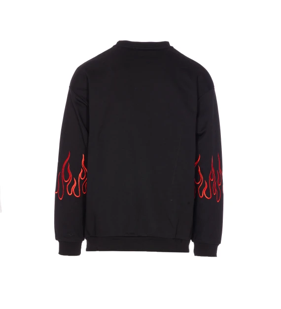 LOGO AND FLAMES PRINT SWEATSHIRT