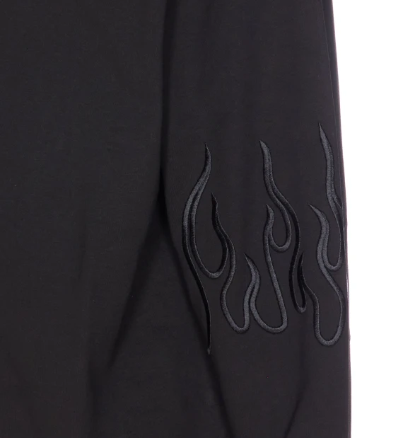 crewneck with rembroidered logo and flames